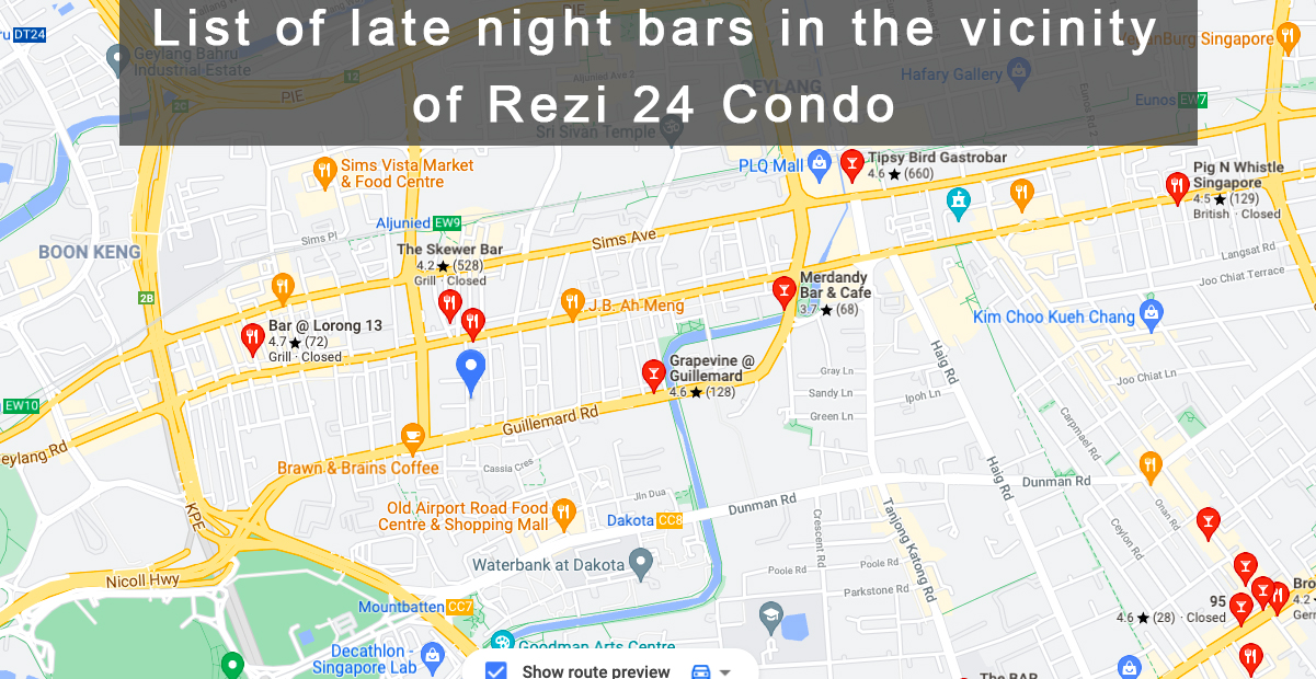 List of bars open until night in the vicinity of Rezi 24