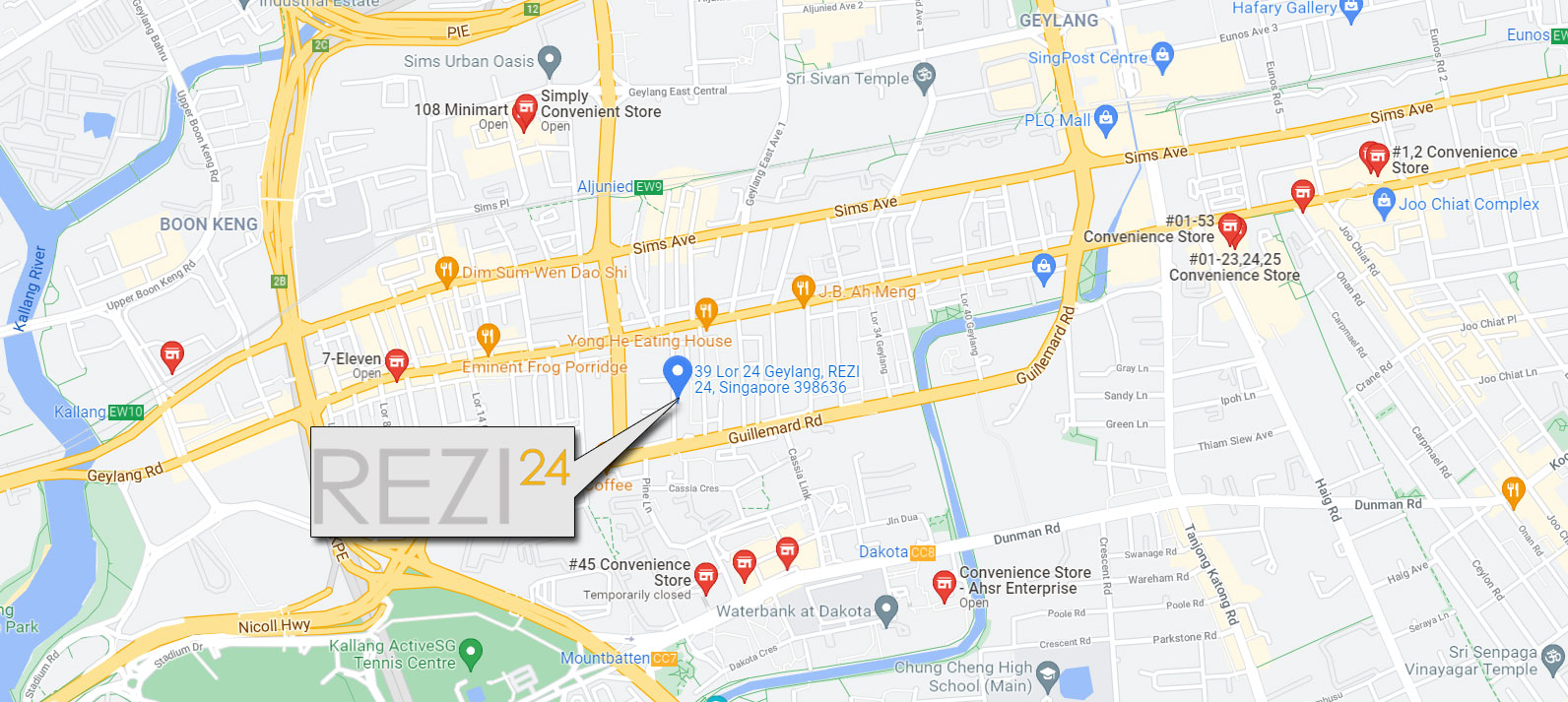 Looking at the location map, it can be seen that Rezi24 is located near convenience stores and you can walk right there